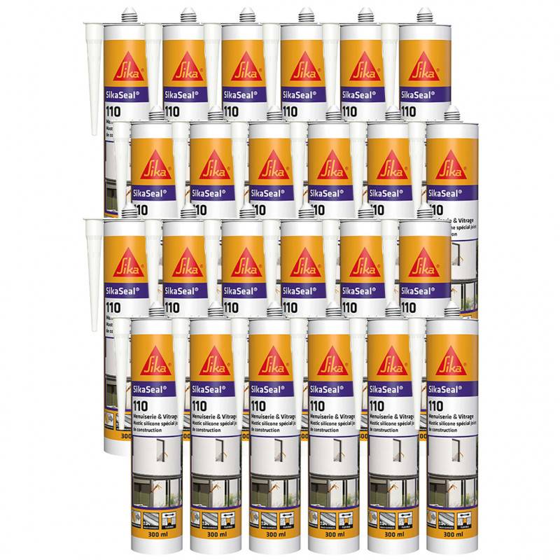 24x Mastic silicone SikaSeal 110 Menuiserie & Vitrage 300ml SIKA - Couleur: Noir - Image 3