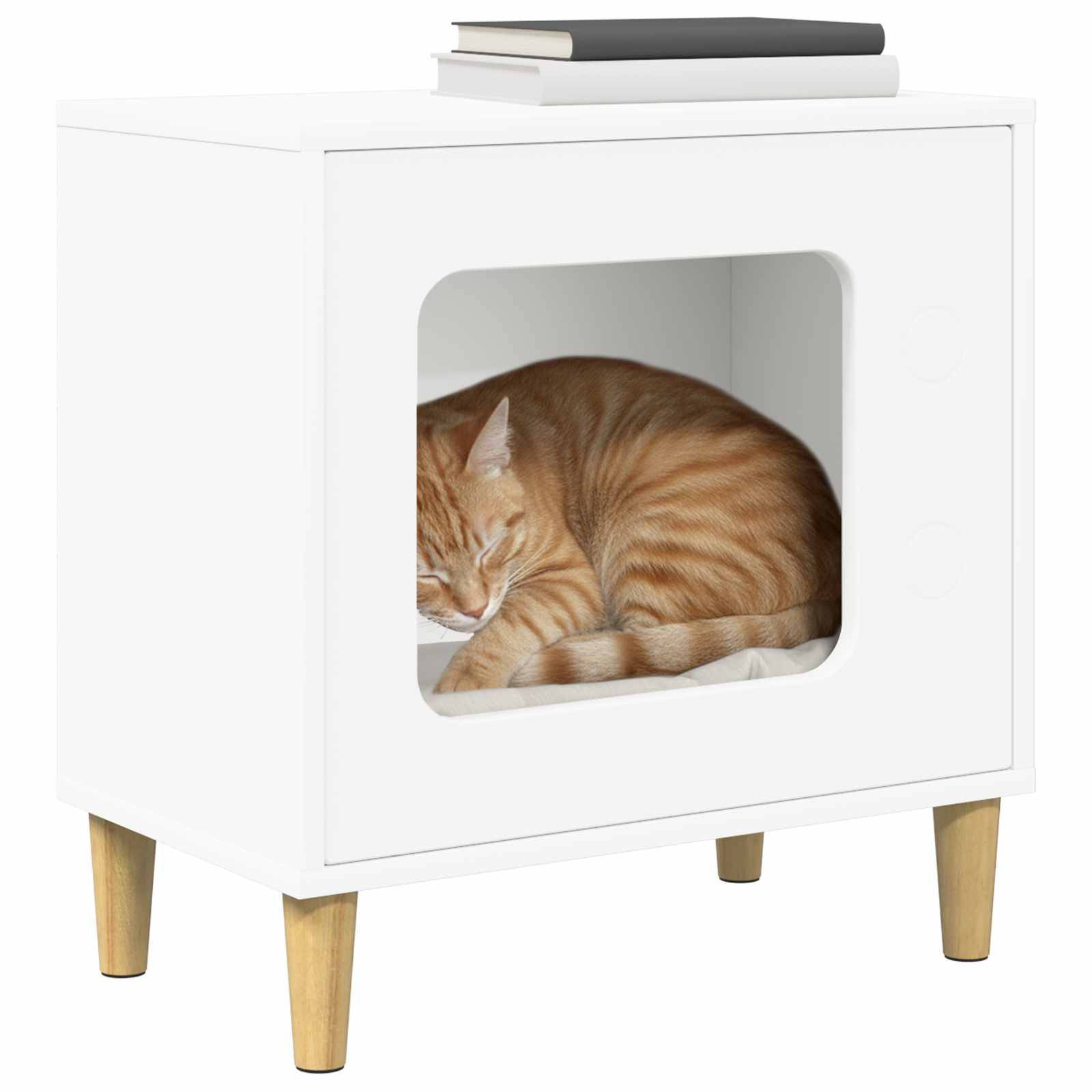Maison pour chat bois d'ingénierie blanc 51 x 30 x 52 cm, Poids:8.98kg - PANGIVO - Image 3