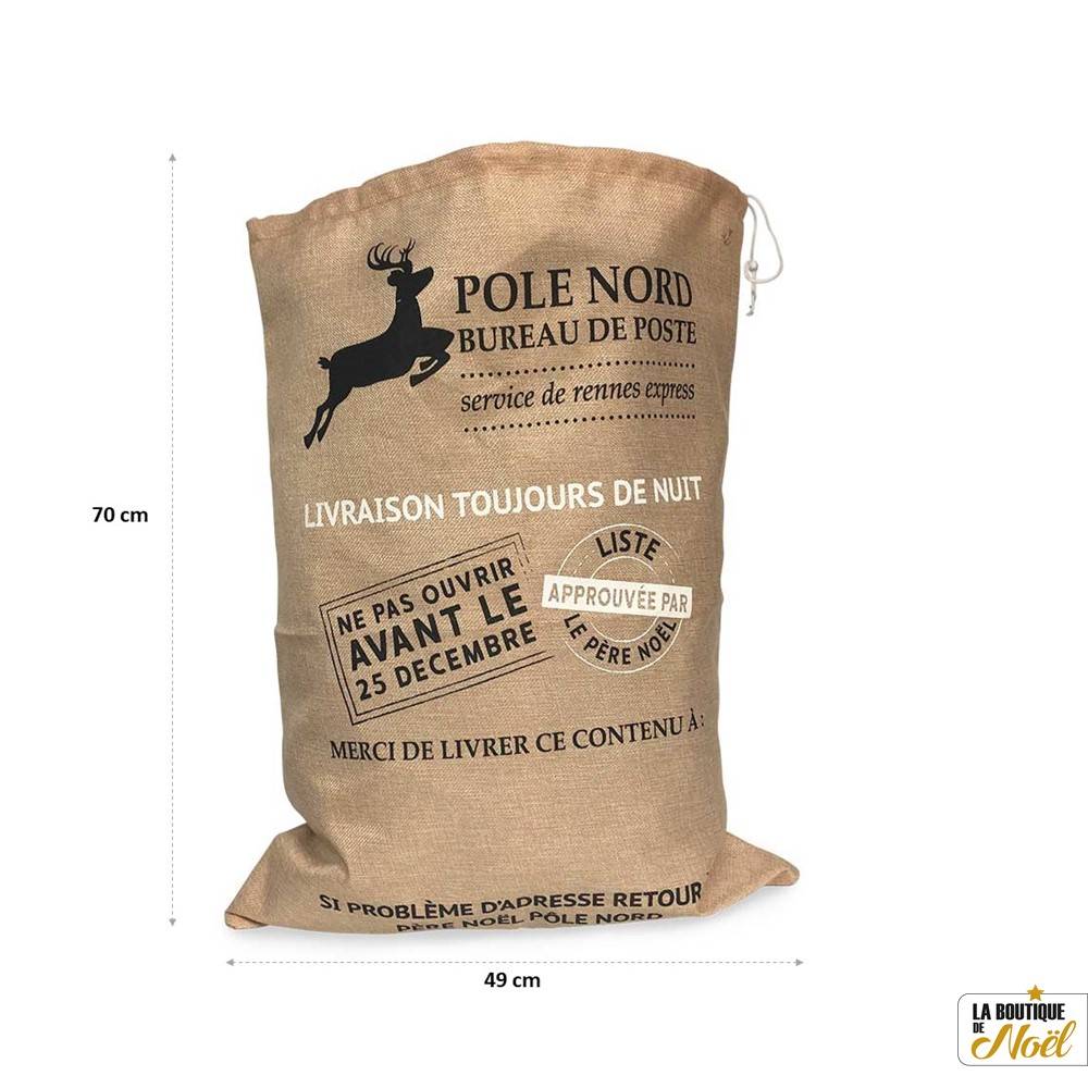 Hotte du Père Noël effet toile de jute Unité Beige - Image 2