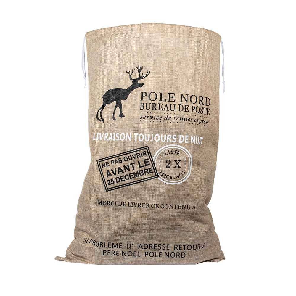 Hotte du Père Noël effet toile de jute Unité Beige - Image 1