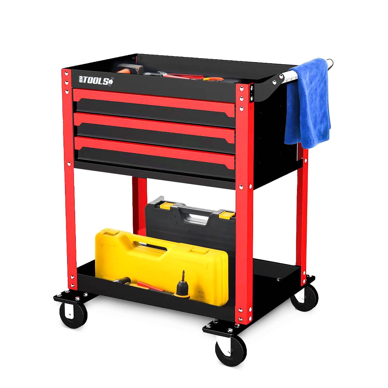 Chariot servante d'Atelier Chariot à Outil sur roulettes BM TOOLS BMT TOOL DRAWER - 3 Tiroirs à glissières - Desserte, Plateaux - Image 1