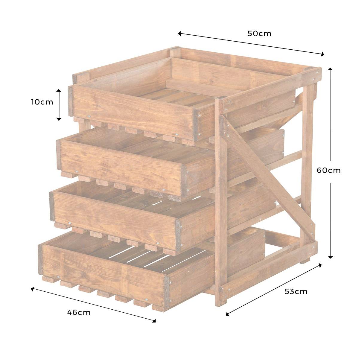 Rangement 4 tiroirs en bois - légumier & fruitier - Cémonjardin - Image 3