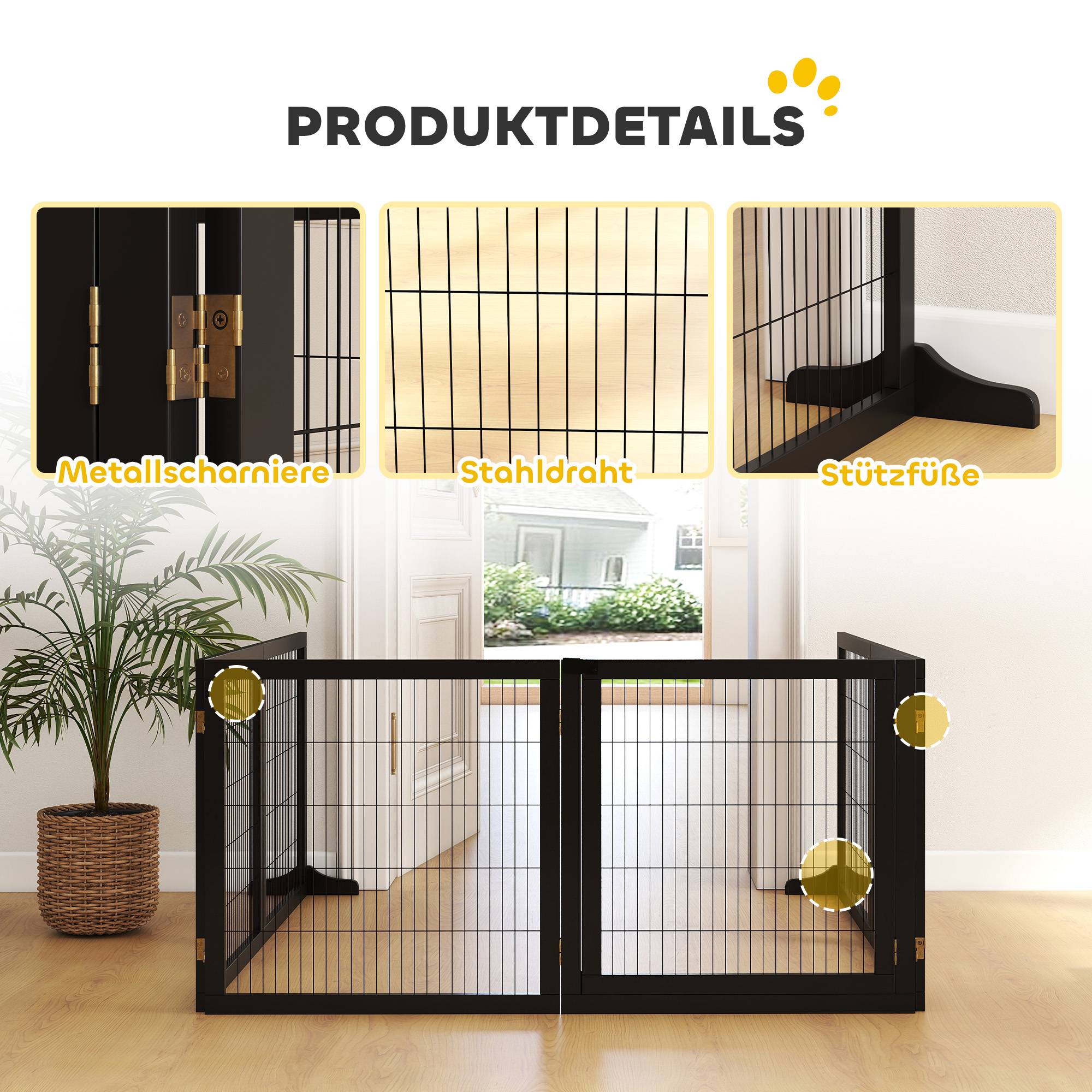 Sans Marque - Barrière pliante pour chien, pin, 432x36x70 cm, noir - Image 8