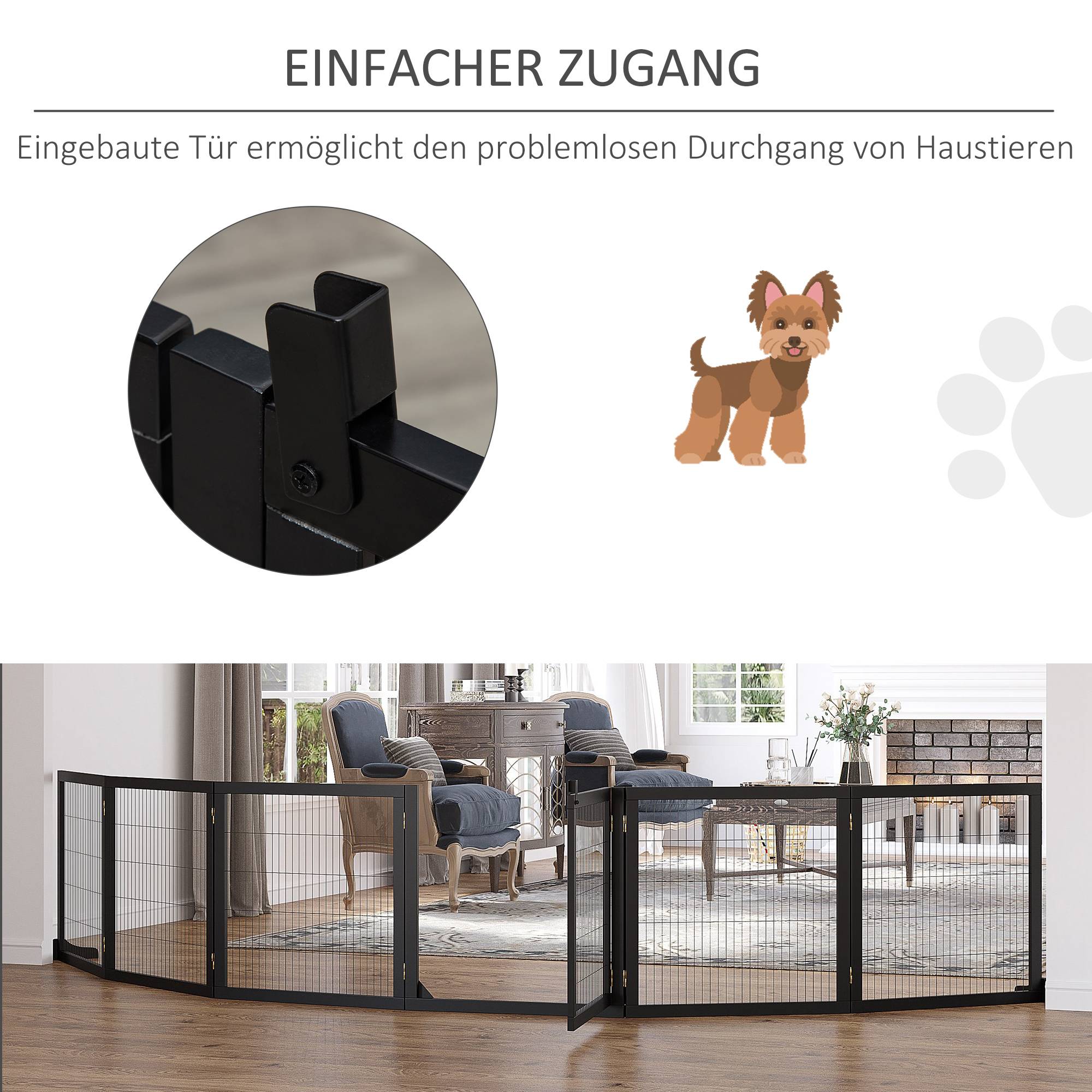 Sans Marque - Barrière pliante pour chien, pin, 432x36x70 cm, noir - Image 10