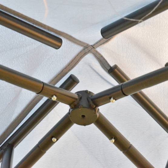 Tente de fête 3x3m gris clair métal et polyester imperméable, 4 murs latéraux pour jardin et événements - Image 8
