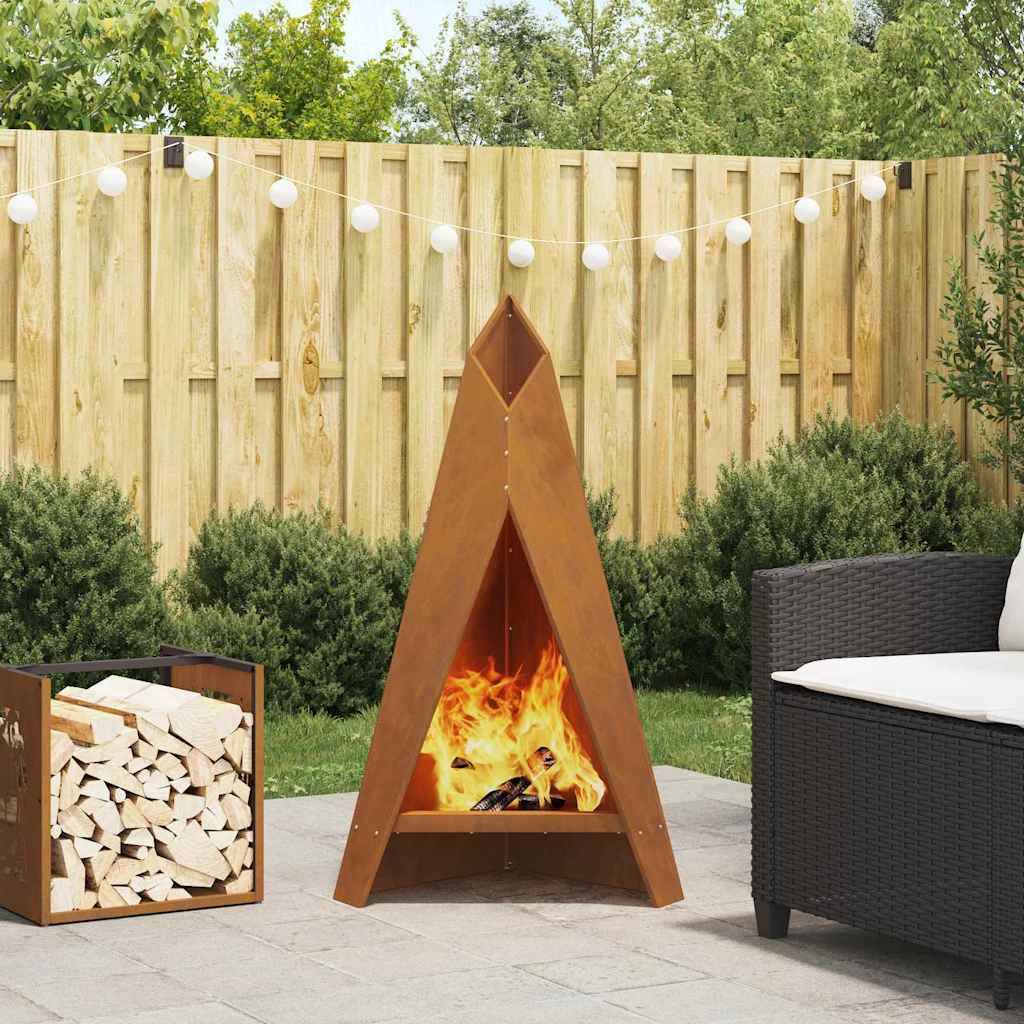 Cheminée de Jardin Design Acier Corten Foyer Extérieur Vertical 100 cm Marron – ComfortXL Outdoor Living - Image 1