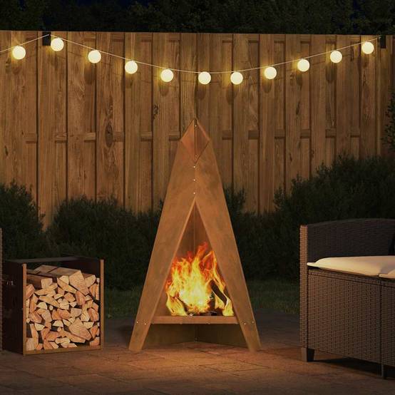Cheminée de Jardin Design Acier Corten Foyer Extérieur Vertical 100 cm Marron – ComfortXL Outdoor Living - Image 4