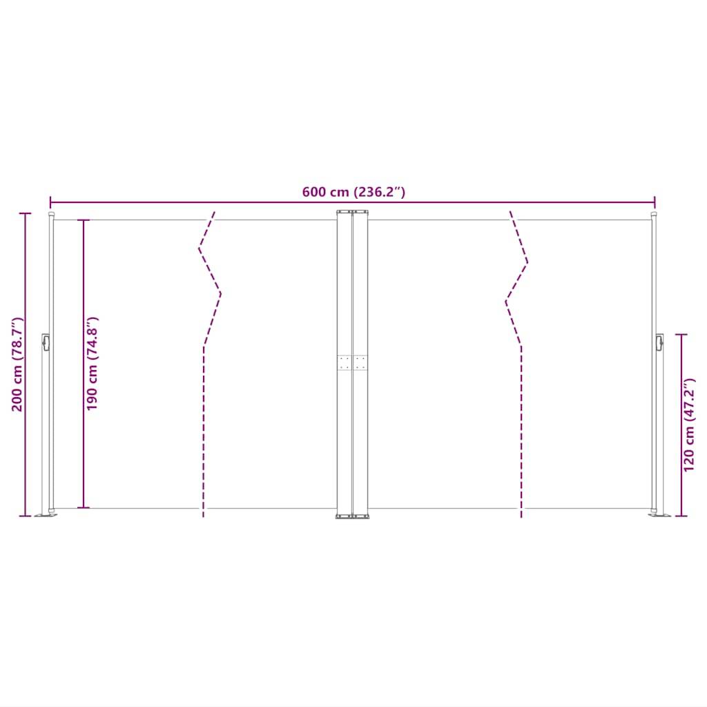 Store banne | Auvent latéral rétractable Noir 200x600 cm Maison Chic - Image 9