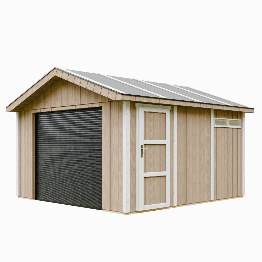 Timbela - Garage Qualité Premium 13 m² / L378xl412 cm - garage pour moto, vélos, machines de jardinage - Timbela M990B-TERRA BROWN - Image 1