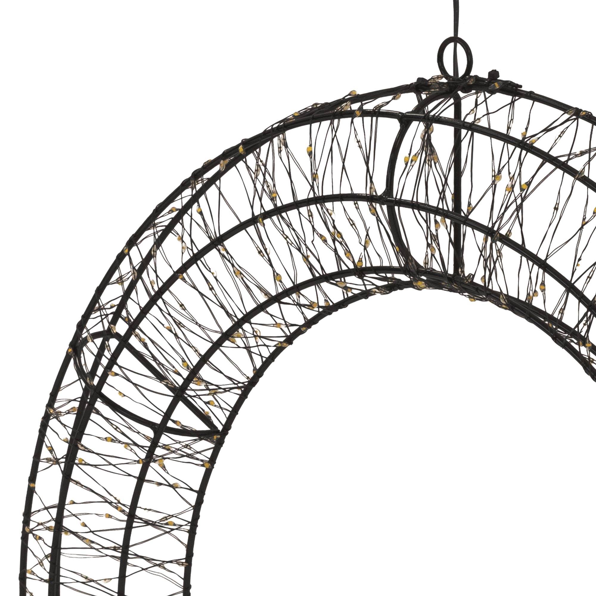Ecd-Germany - Couronne de Noël lumineuse LED Ø 50 cm décoration suspendue, anneau lumineux en métal, 720 LED blanc chaud, minuterie, íntérieur et extérieur, IP44 - Image 3