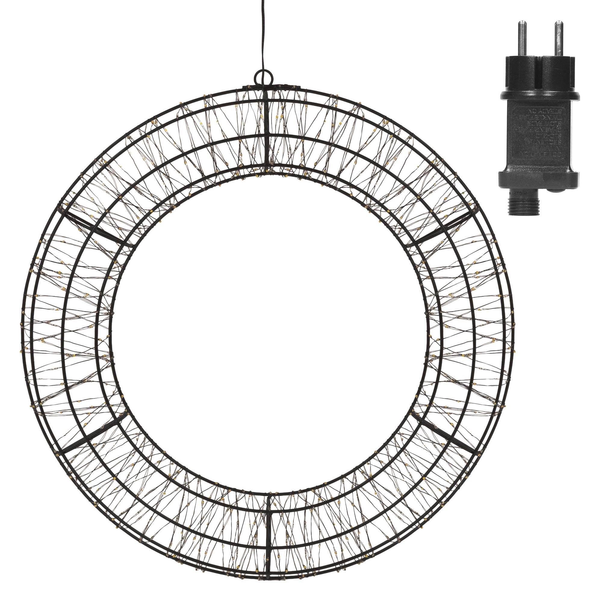 Ecd-Germany - Couronne de Noël lumineuse LED Ø 50 cm décoration suspendue, anneau lumineux en métal, 720 LED blanc chaud, minuterie, íntérieur et extérieur, IP44 - Image 2