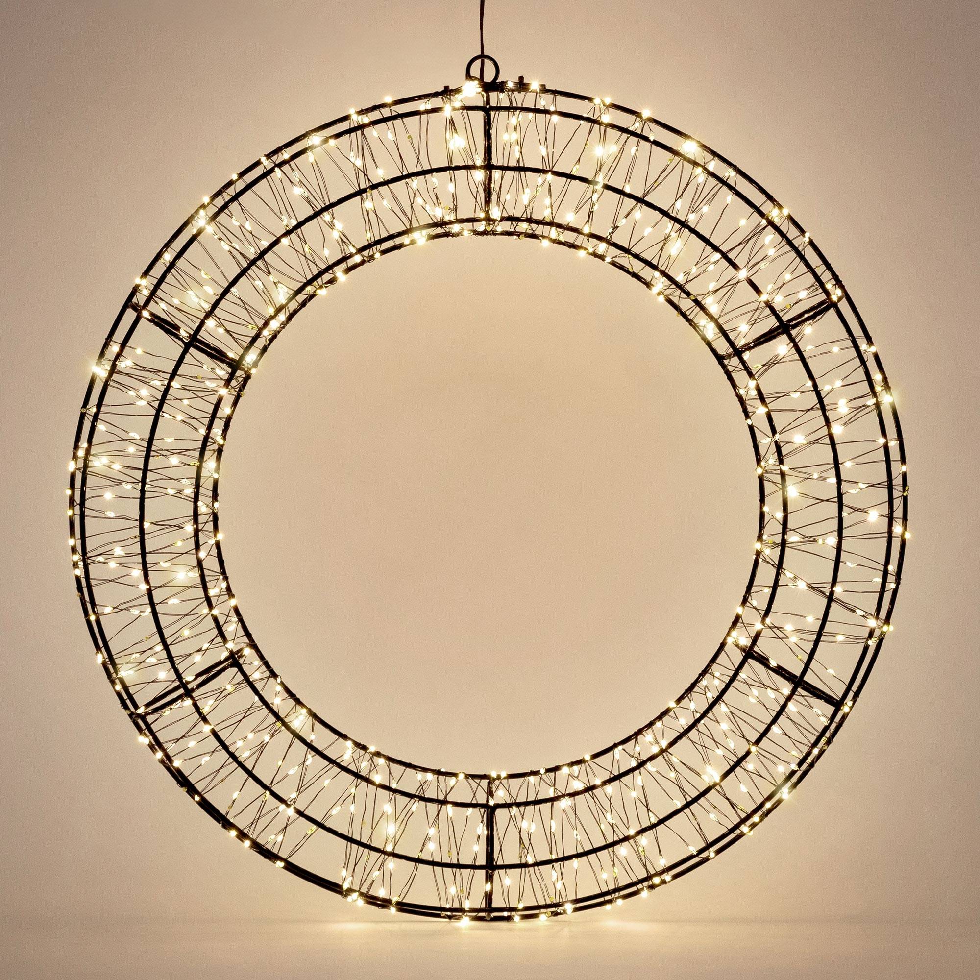 Ecd-Germany - Couronne de Noël lumineuse LED Ø 50 cm décoration suspendue, anneau lumineux en métal, 720 LED blanc chaud, minuterie, íntérieur et extérieur, IP44 - Image 6