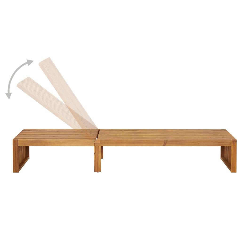 Helloshop26 - Transat chaise longue bain de soleil lit de jardin terrasse meuble d'extérieur avec coussin bois d'acacia solide - Image 5