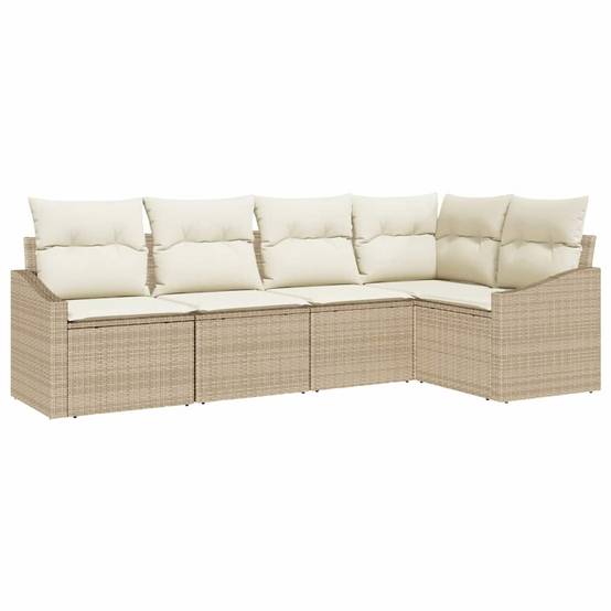 Vidaxl - Ensemble de Canapés avec coussin 5 pcs Beige polyrotin vidaXL 3346721 - Image 2