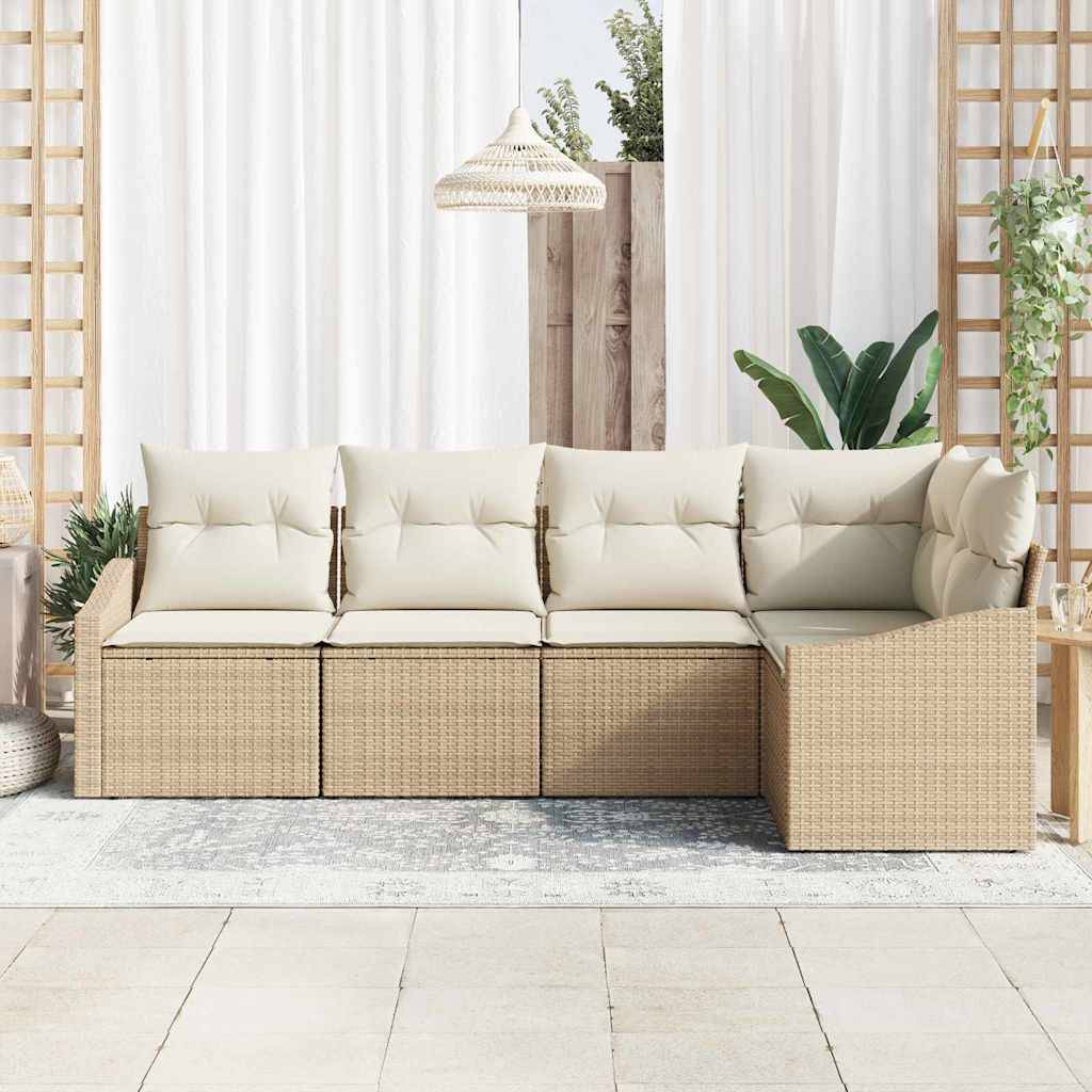 Vidaxl - Ensemble de Canapés avec coussin 5 pcs Beige polyrotin vidaXL 3346721 - Image 4