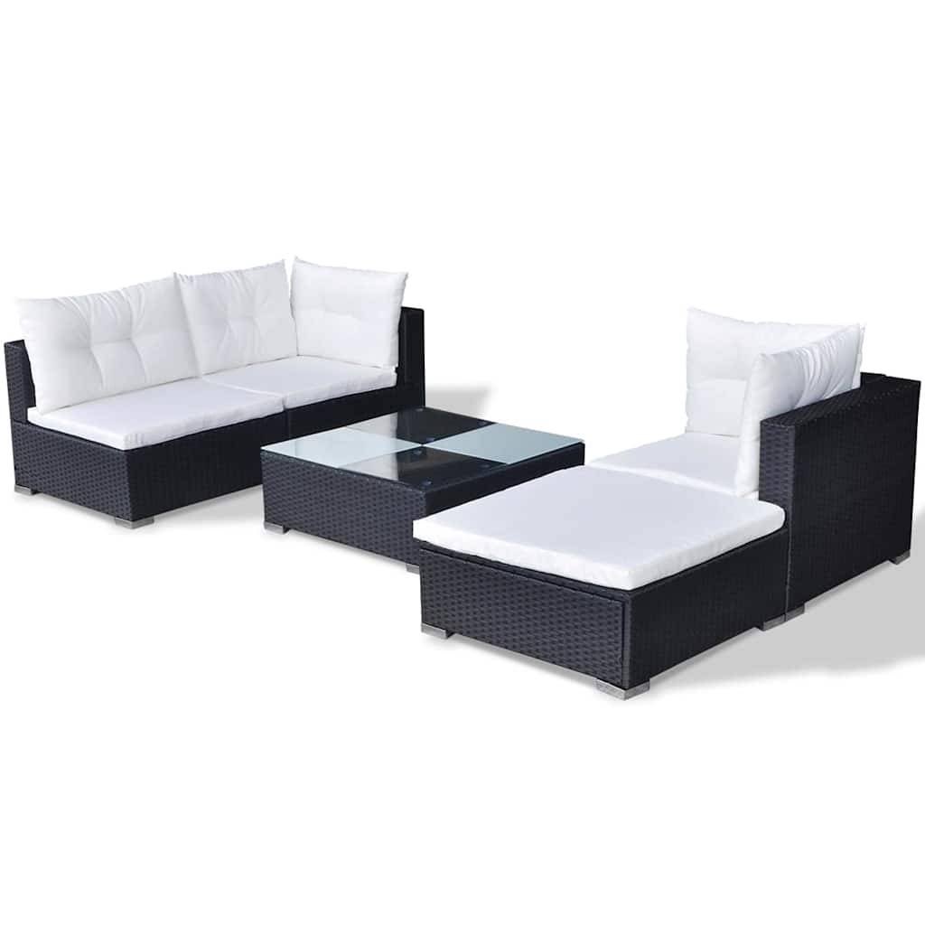 Vidaxl - Salon de jardin 5 pcs avec coussins résine tressée noir vidaXL 41872 - Image 7