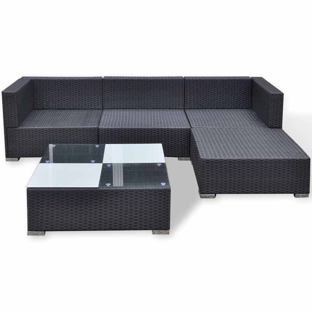 Vidaxl - Salon de jardin 5 pcs avec coussins résine tressée noir vidaXL 41872 - Image 8