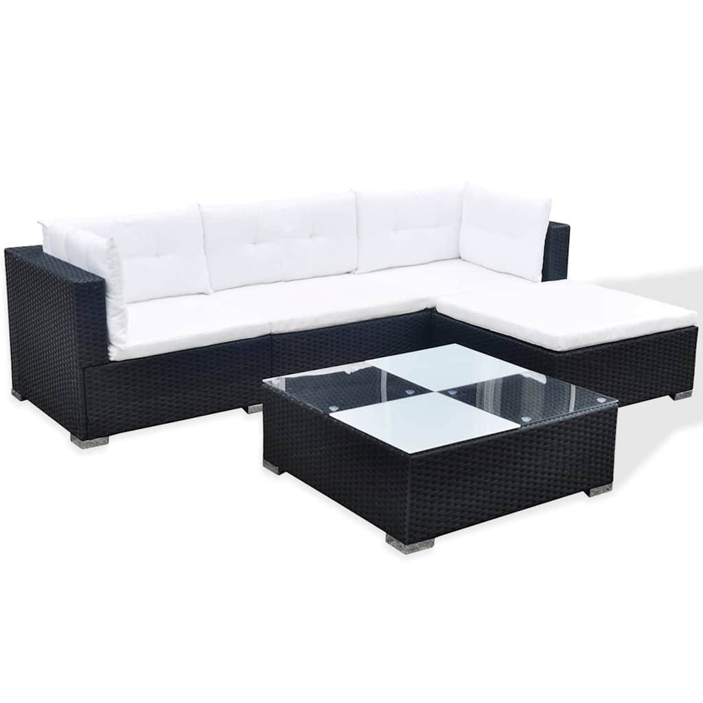 Vidaxl - Salon de jardin 5 pcs avec coussins résine tressée noir vidaXL 41872 - Image 5