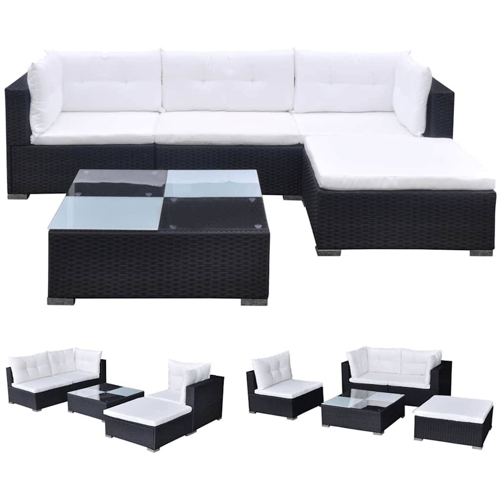 Vidaxl - Salon de jardin 5 pcs avec coussins résine tressée noir vidaXL 41872 - Image 2
