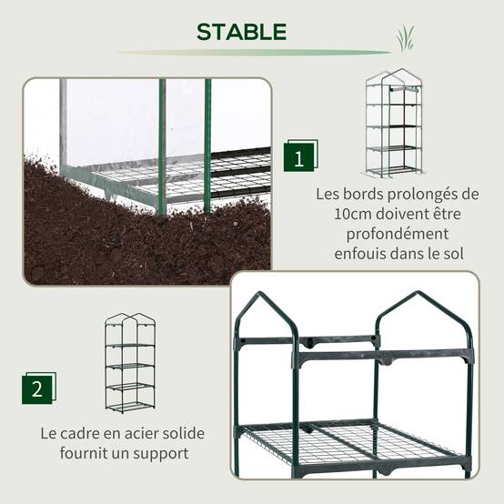 ComfortXL - Serre de balcon 4 niveaux acier 70 x 50 x 160 cm transparente pour plantes avec étagères - ComfortXL Outdoor Living - Image 5