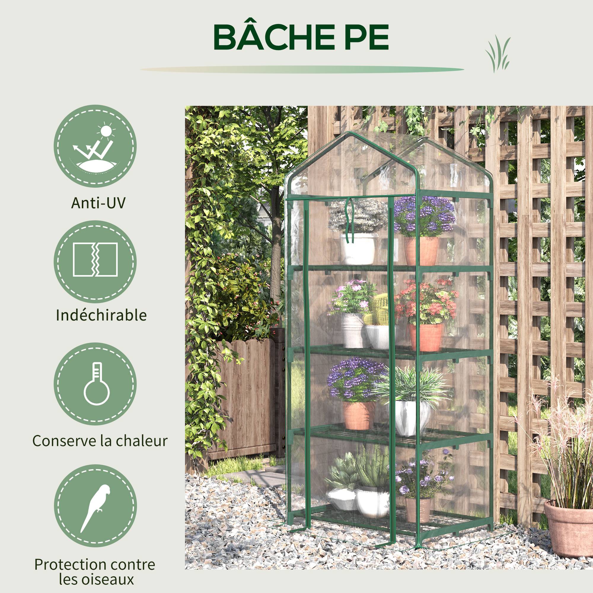 ComfortXL - Serre de balcon 4 niveaux acier 70 x 50 x 160 cm transparente pour plantes avec étagères - ComfortXL Outdoor Living - Image 6