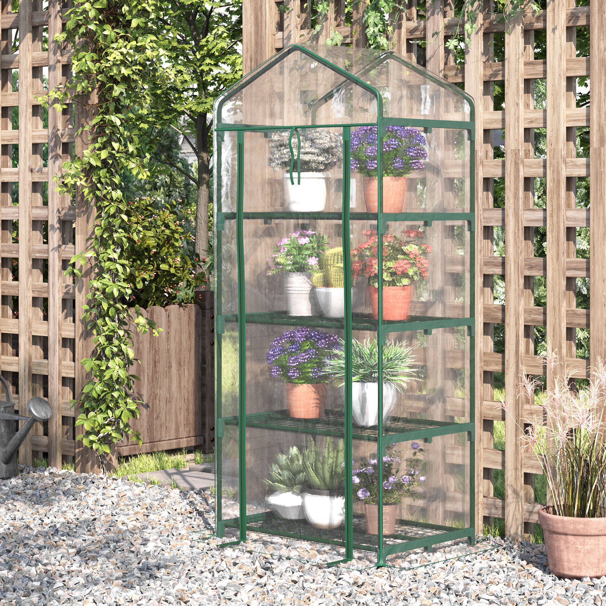 ComfortXL - Serre de balcon 4 niveaux acier 70 x 50 x 160 cm transparente pour plantes avec étagères - ComfortXL Outdoor Living - Image 3