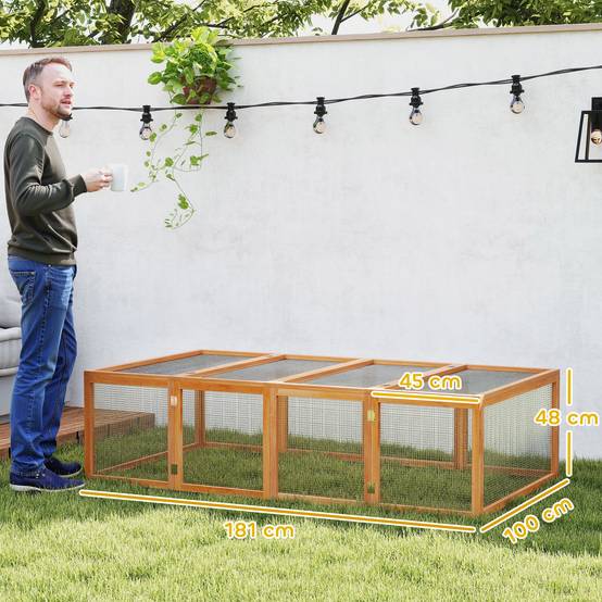 Sans Marque - Clapier cage lapins ext/int 2 portes supérieures 181x100x48 cm pin massif - Image 5