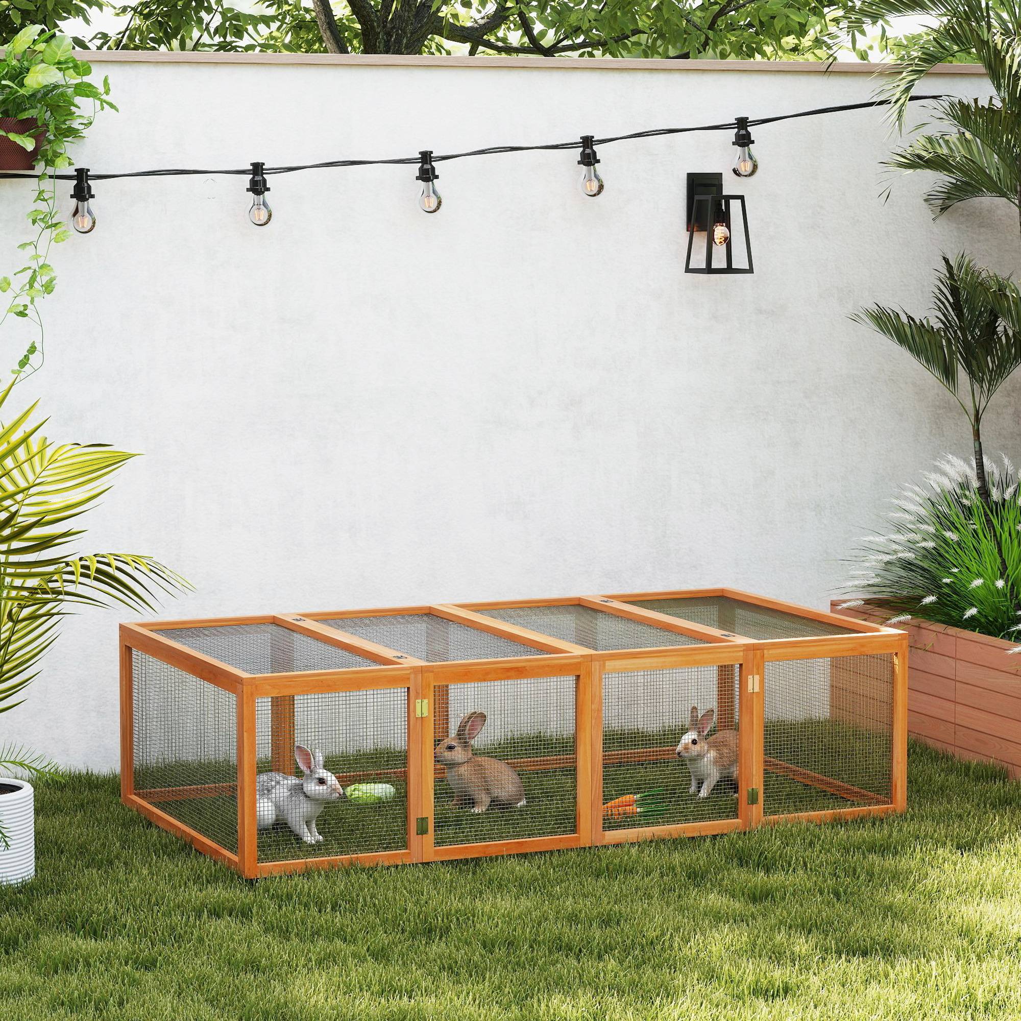 Sans Marque - Clapier cage lapins ext/int 2 portes supérieures 181x100x48 cm pin massif - Image 3