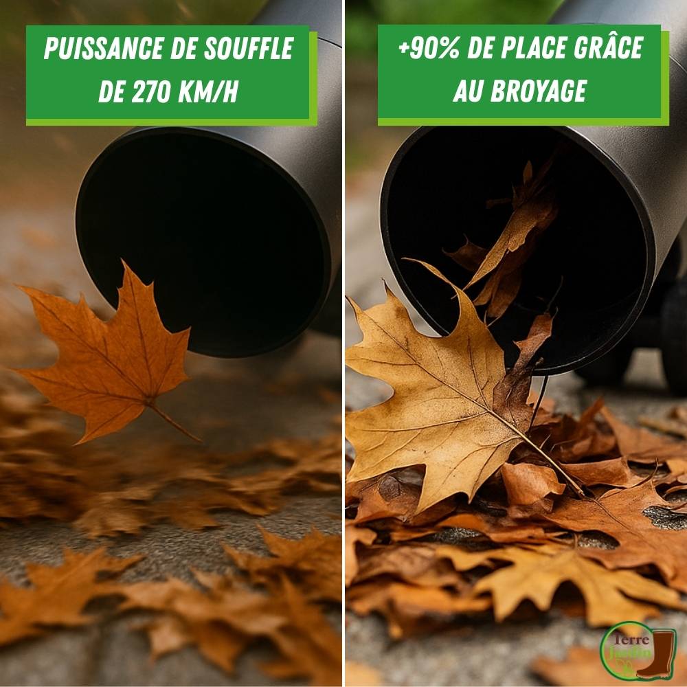 Sans Marque - Souffleur de feuilles filaire 3000W - aspirateur, broyeur - 270Kmh - 45L - TERRE JARDIN - Image 5