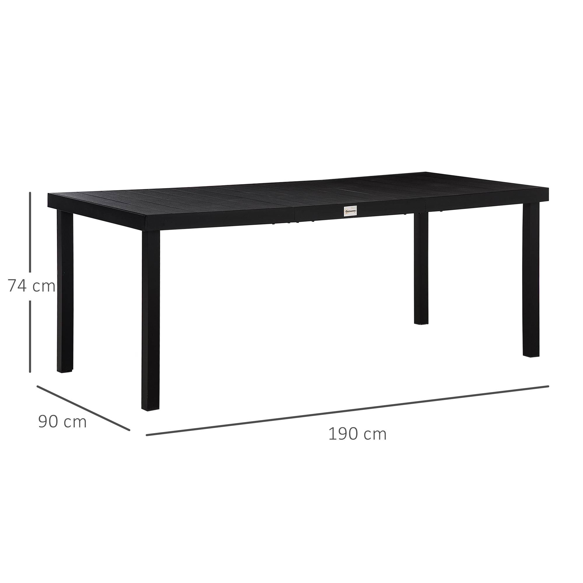 Table à manger de jardin pour 8 personnes, table de jardine en aluminium, pour patio, terrasse, 190 x 90 x 74 - Image 5