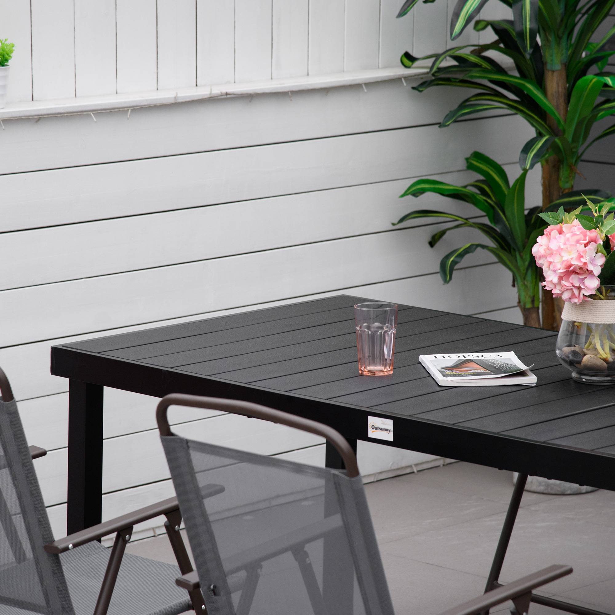 Table à manger de jardin pour 8 personnes, table de jardine en aluminium, pour patio, terrasse, 190 x 90 x 74 - Image 9