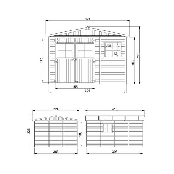 Timbela - Abri de Jardin en Bois Naturel H226x324x416 cm/12 m² - Stockage extérieur avec fenêtres - 17 mm d’épaisseur - Timbela M336 - Image 6