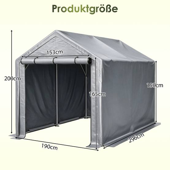 Abri multifonction gris foncé 296×190×200cm, garage à vélos, abri de jardin, tente à outils et tente de stockage - Image 2