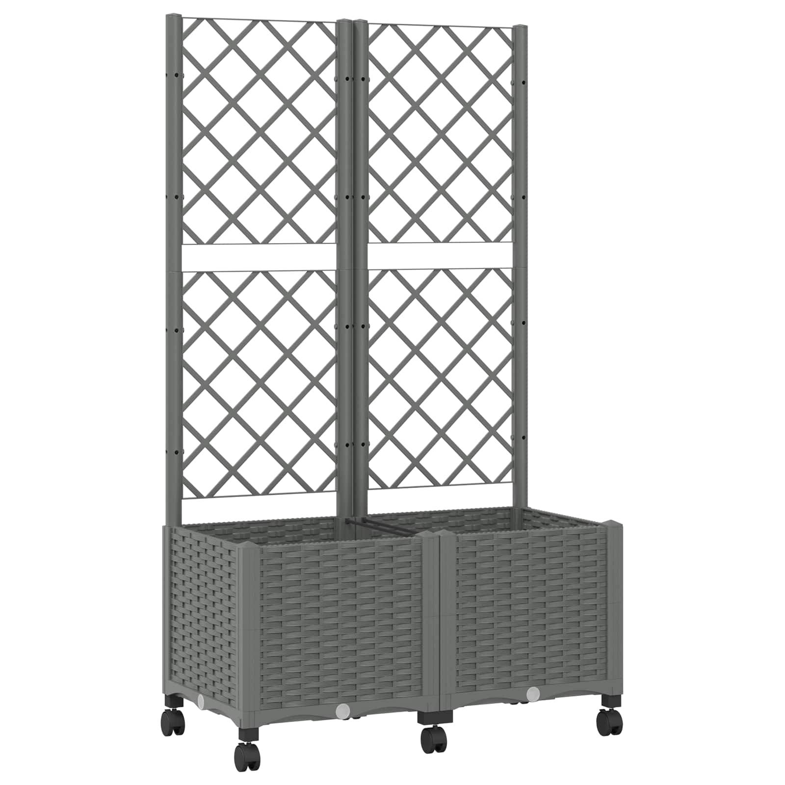 ComfortXL - Bac à plantes treillis polypropylène jardin balcon tuteur vignes tomates 80x40cm Gris clair - ComfortXL Outdoor Living - Image 2