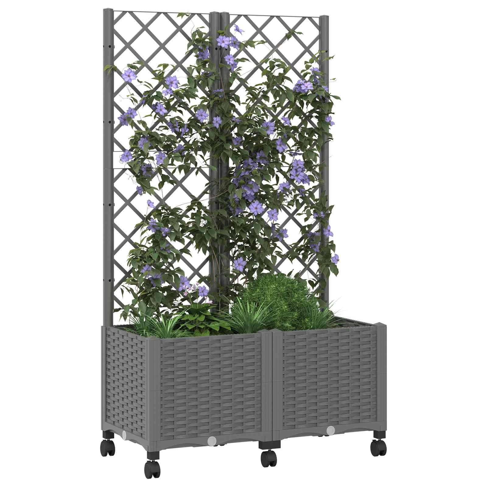 ComfortXL - Bac à plantes treillis polypropylène jardin balcon tuteur vignes tomates 80x40cm Gris clair - ComfortXL Outdoor Living - Image 3