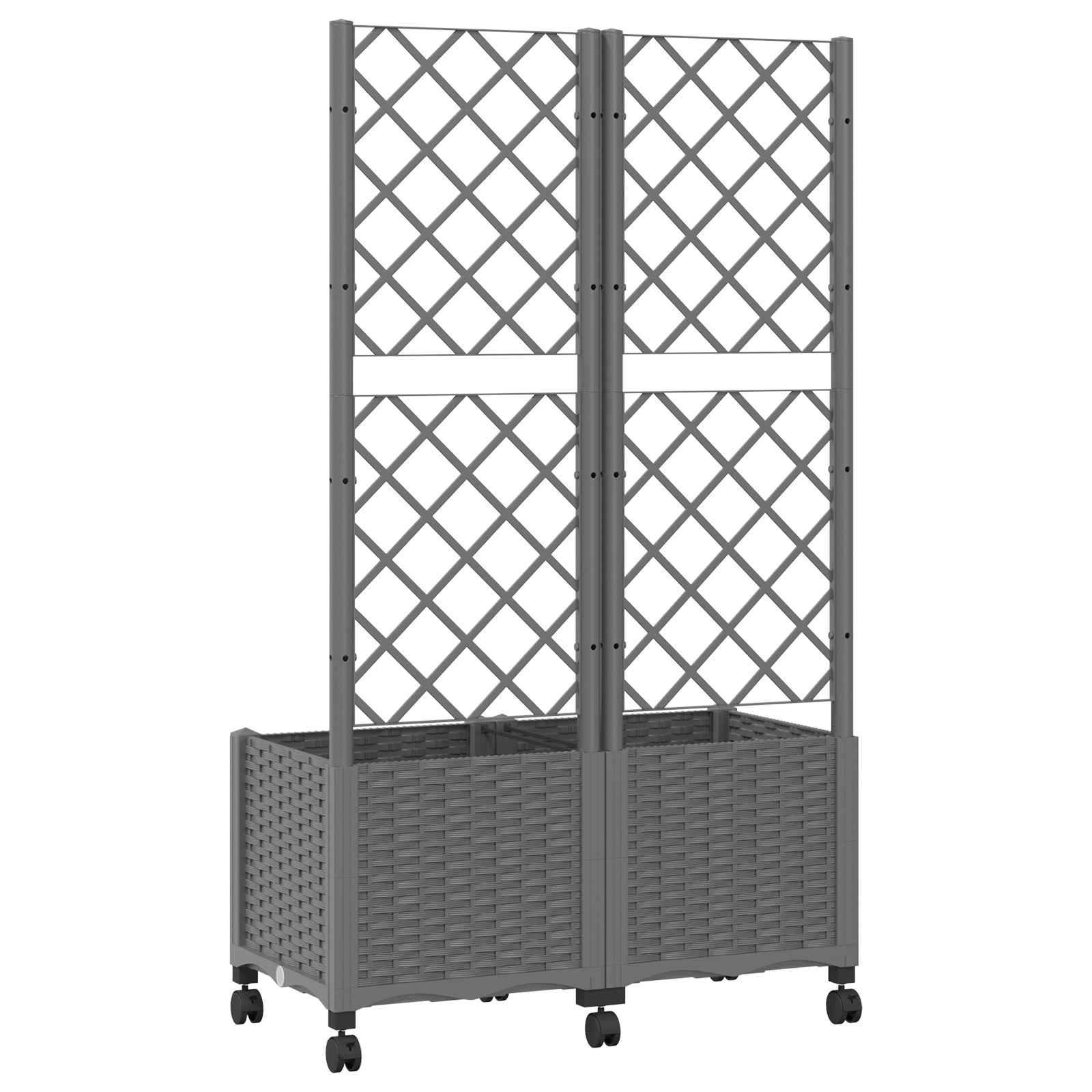 ComfortXL - Bac à plantes treillis polypropylène jardin balcon tuteur vignes tomates 80x40cm Gris clair - ComfortXL Outdoor Living - Image 5