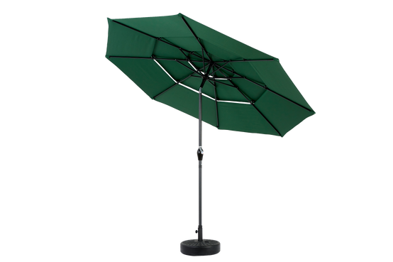 Parasol aluminium 10ft 3 étages à inclinaison automatique, parasol extérieur pour table, terrasse et piscine, vert foncé (socle non fourni) - Image 3