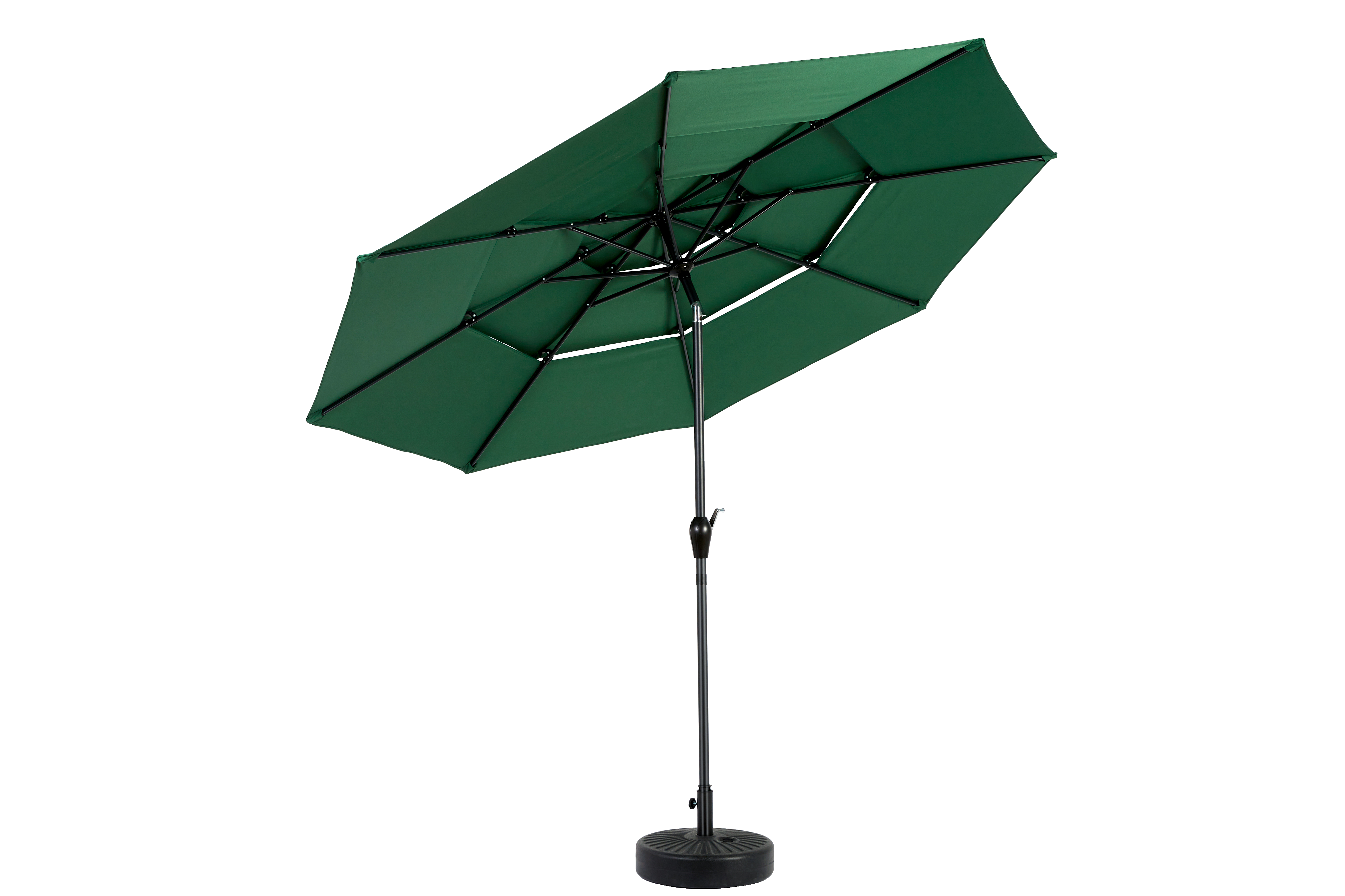 Parasol aluminium 10ft 3 étages à inclinaison automatique, parasol extérieur pour table, terrasse et piscine, vert foncé (socle non fourni) - Image 4