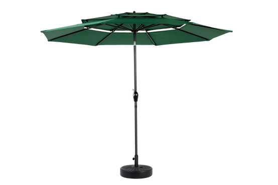 Parasol aluminium 10ft 3 étages à inclinaison automatique, parasol extérieur pour table, terrasse et piscine, vert foncé (socle non fourni) - Image 5