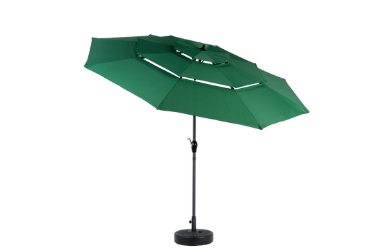 Parasol aluminium 10ft 3 étages à inclinaison automatique, parasol extérieur pour table, terrasse et piscine, vert foncé (socle non fourni) - Image 2