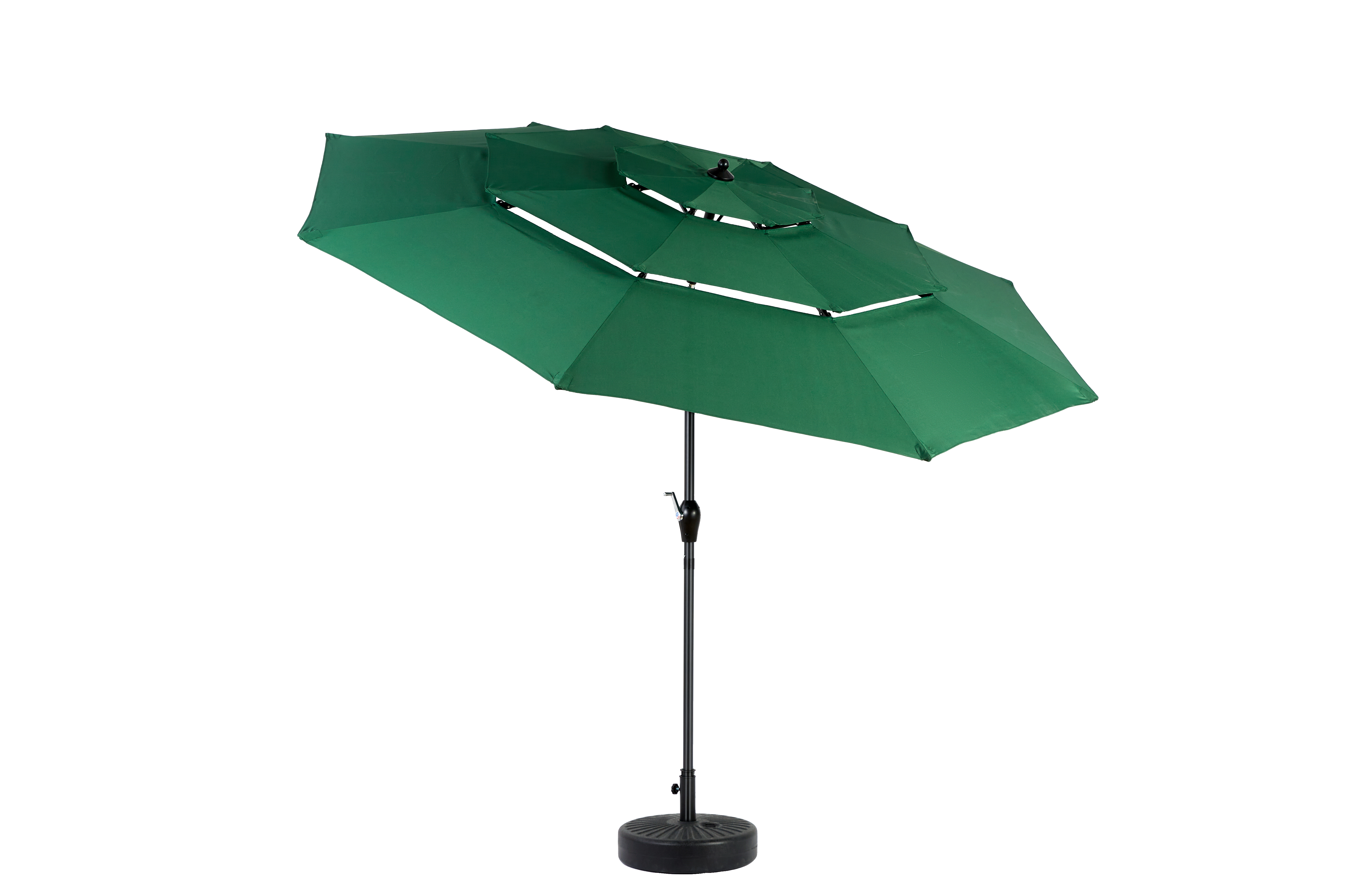 Parasol aluminium 10ft 3 étages à inclinaison automatique, parasol extérieur pour table, terrasse et piscine, vert foncé (socle non fourni) - Image 2