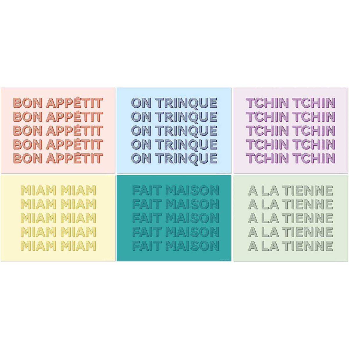 Set de table en vinyle 40 x 30 cm Blabla Lot de 6 sets de table motifs assortis - Image 1