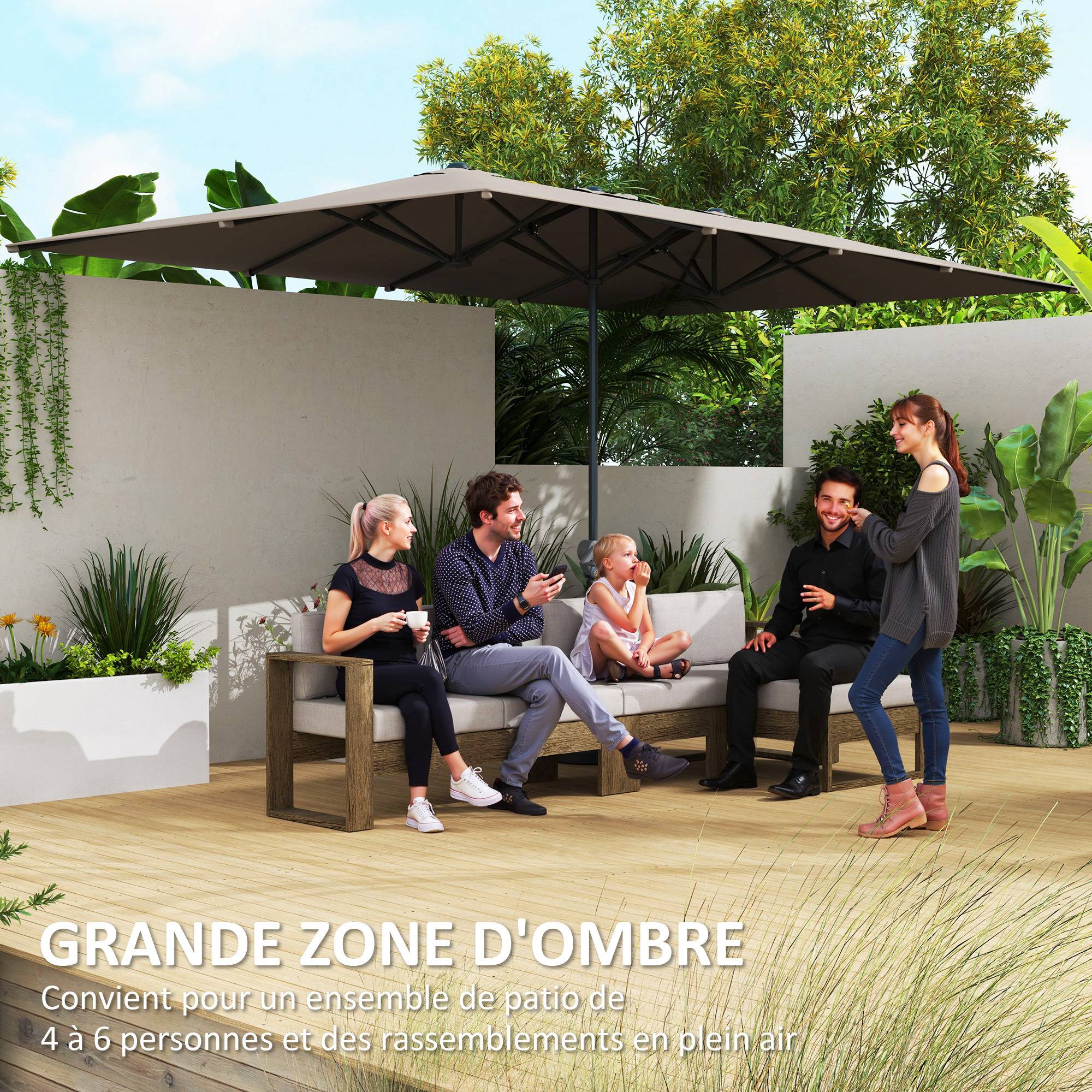 Maison Chic - Parasol de jardin extérieur, parasol double rectangulaire - 451x264x264cm Gris foncé fr270 - Image 6