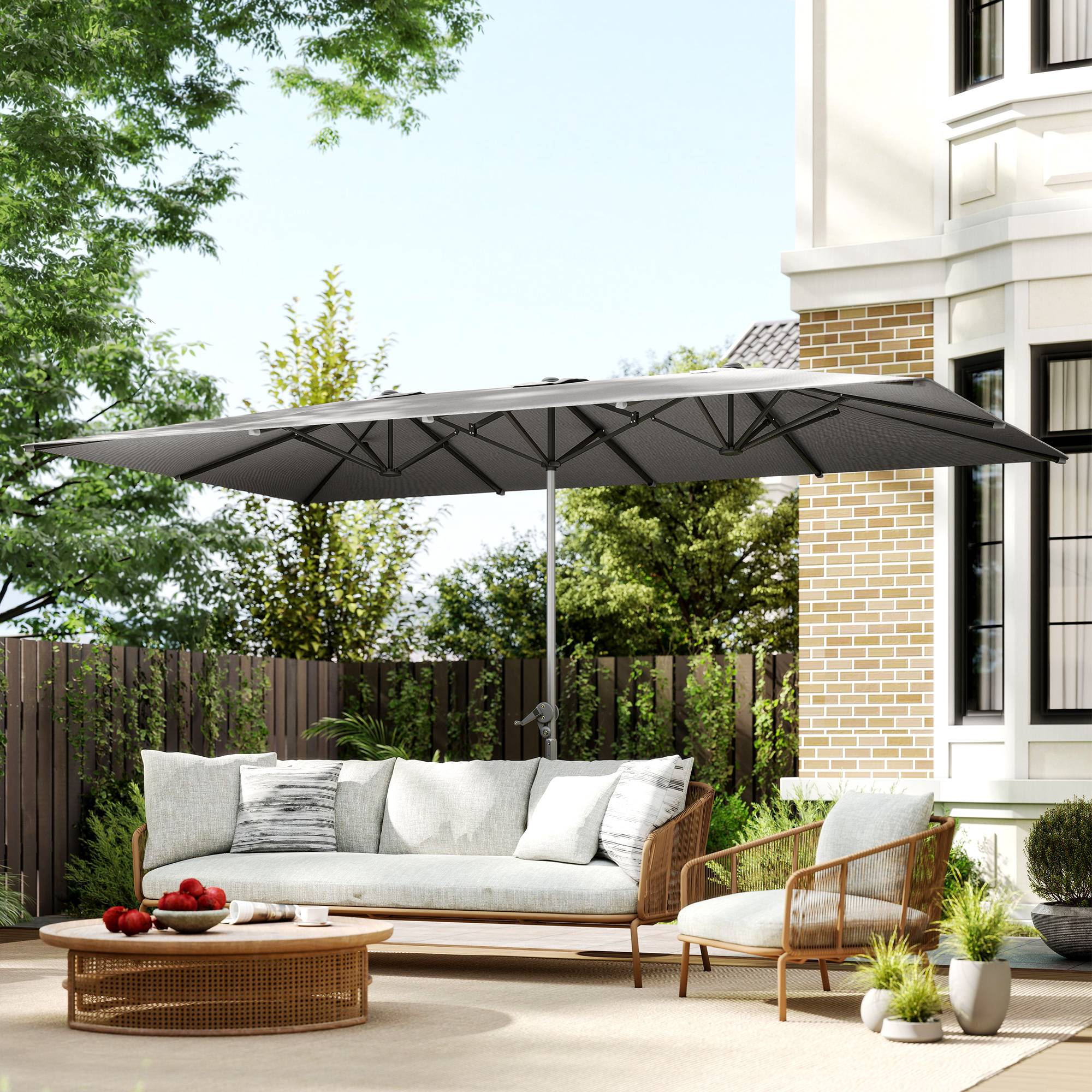 Maison Chic - Parasol de jardin extérieur, parasol double rectangulaire - 451x264x264cm Gris foncé fr270 - Image 3