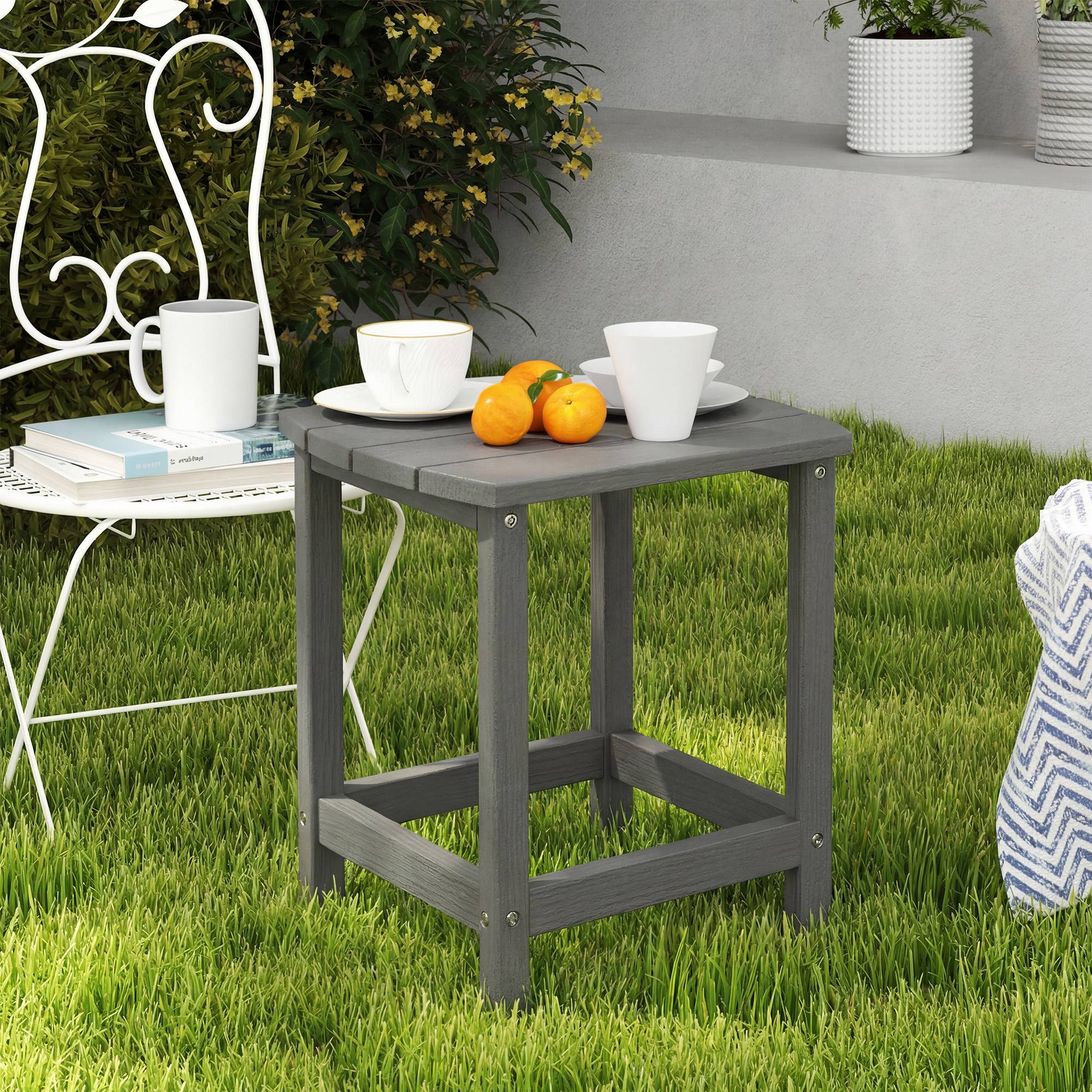 Table de jardin grise 48 x 37 x 46 cm en PEHD pour balcon et terrasse - Image 4