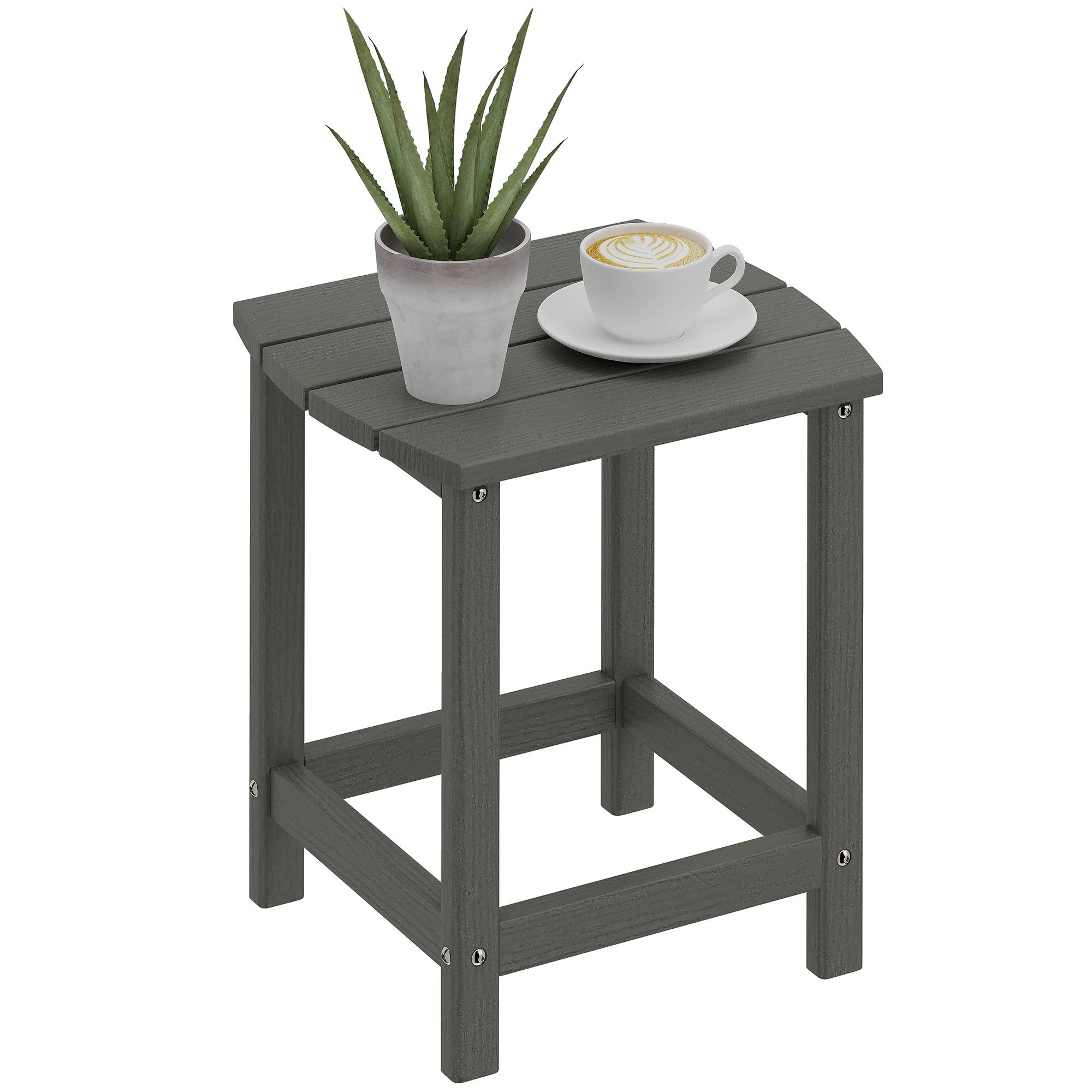 Table de jardin grise 48 x 37 x 46 cm en PEHD pour balcon et terrasse