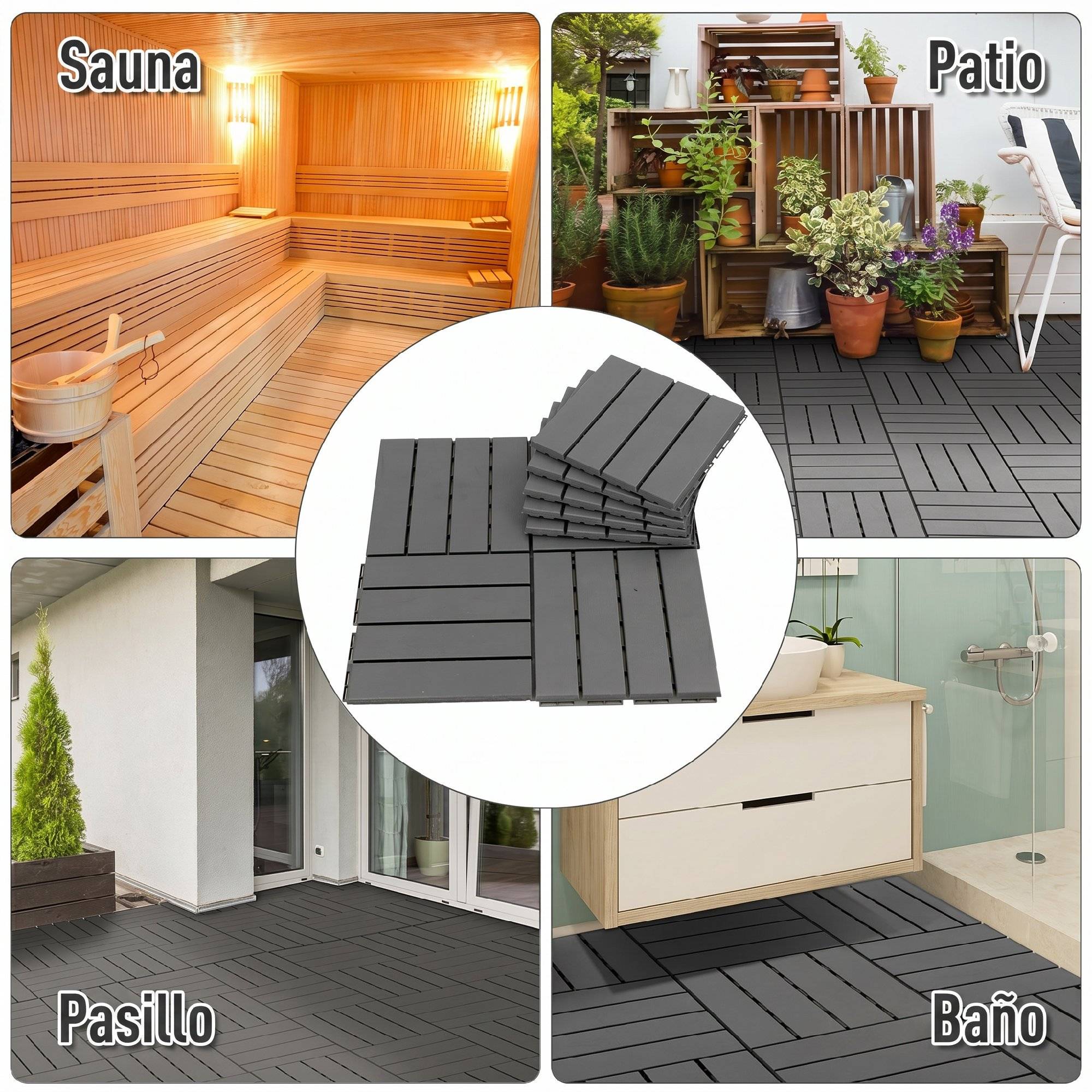 ComfortXL - Dalles de terrasse polypropylène 30 x 30 cm gris balcon jardin antidérapantes - ComfortXL Outdoor Living - Image 9