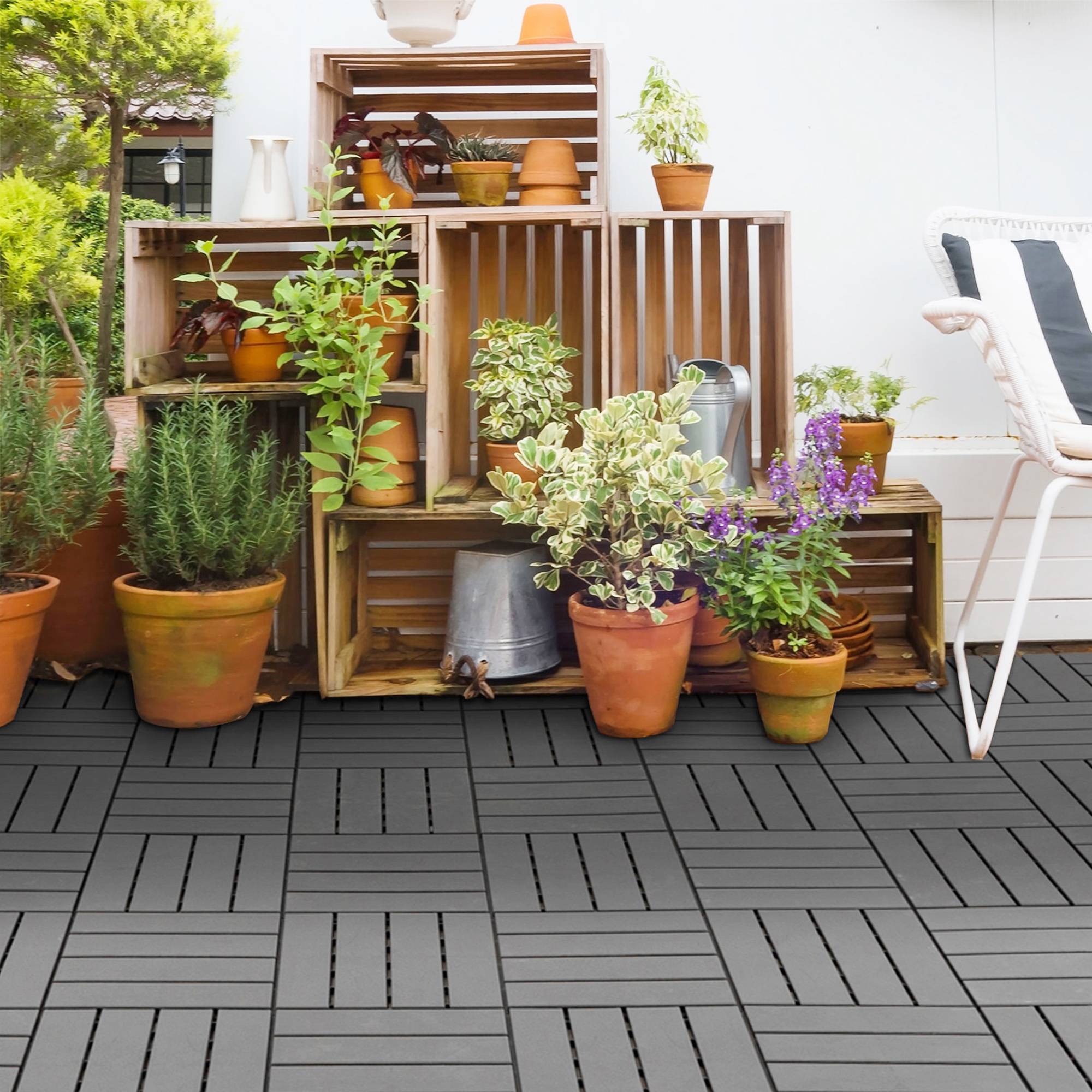 ComfortXL - Dalles de terrasse polypropylène 30 x 30 cm gris balcon jardin antidérapantes - ComfortXL Outdoor Living - Image 4