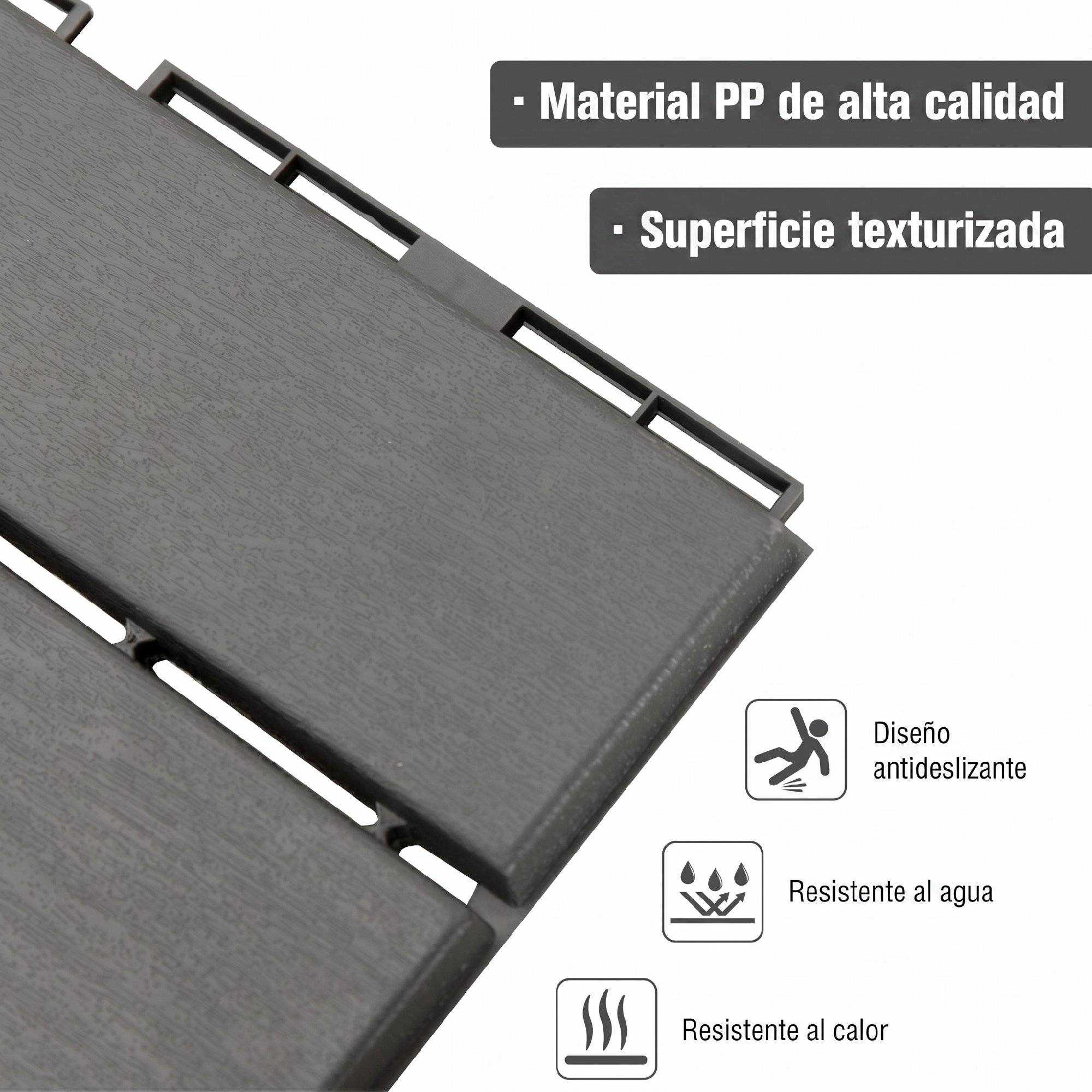ComfortXL - Dalles de terrasse polypropylène 30 x 30 cm gris balcon jardin antidérapantes - ComfortXL Outdoor Living - Image 6