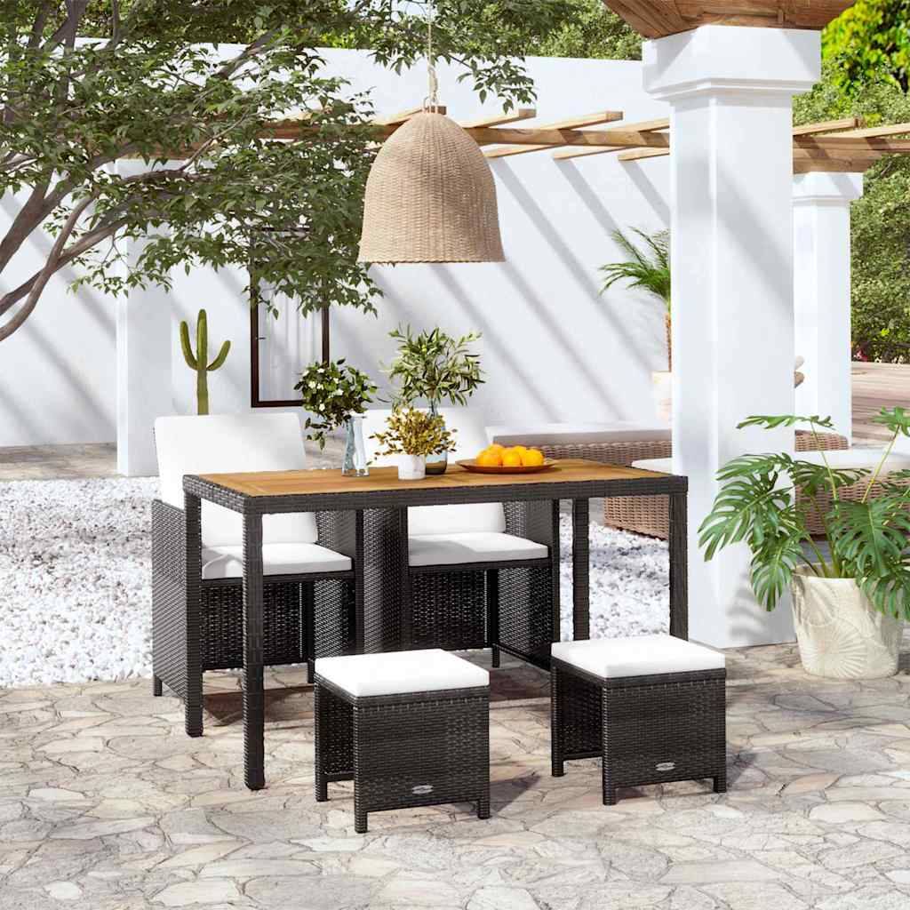 Vidaxl - Ensemble à manger d'extérieur 5 pcs-Salons de jardin Rotin et bois d'acacia Noir 678324 - Image 1